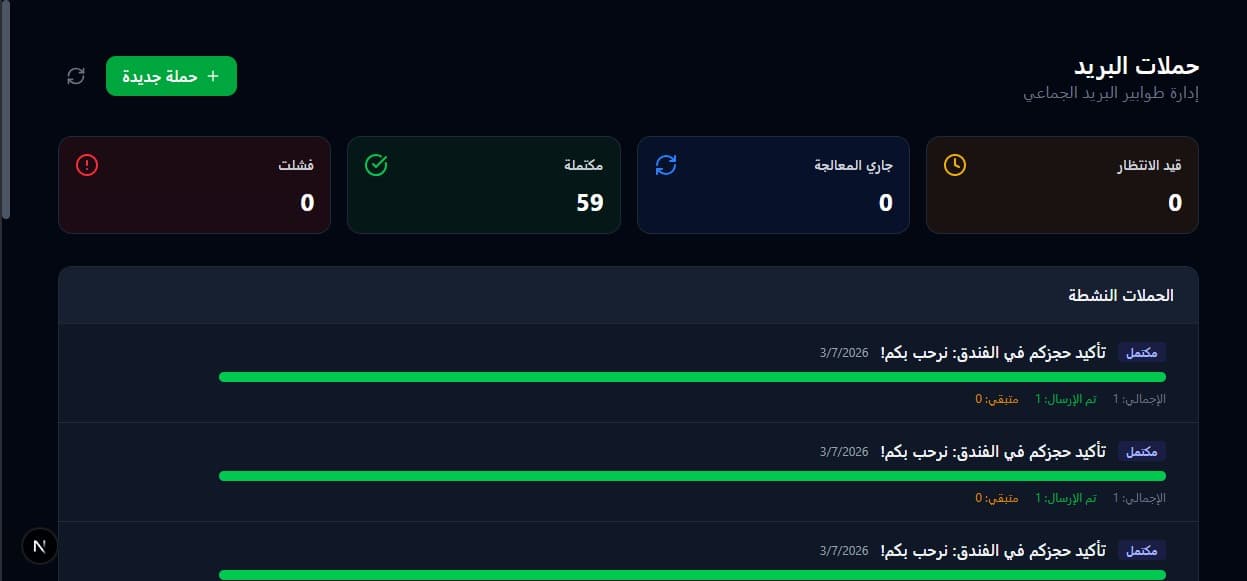 صفحة إدارة الحملات